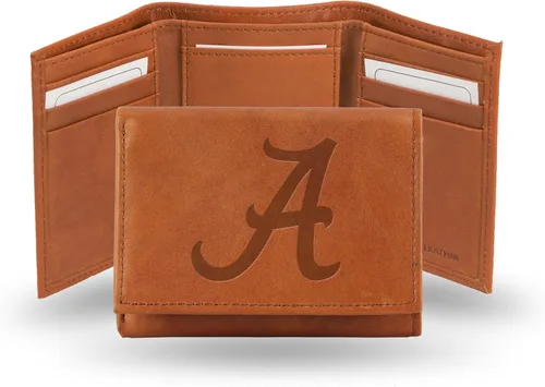 Vista 18 de Rico Industries NCAA Alabama Crimson Tide - Cartera triple de piel en relieve, color marrón