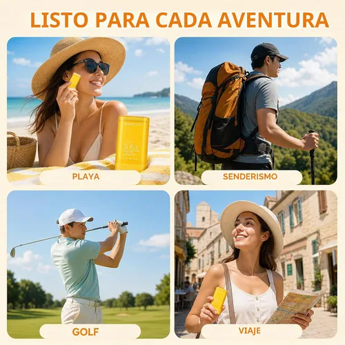 Vista 4 de Protector solar SPF 50+ en barra para cara y cuerpo, tamaño de viaje Protección solar Protector solar ligero y no graso con fácil aplicación