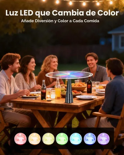 Vista 6 de Ventiladores de mosca para mesas, ventilador de mesa recargable con luz LED, giratorio de mosca con cuchillas holográficas suaves para picnic