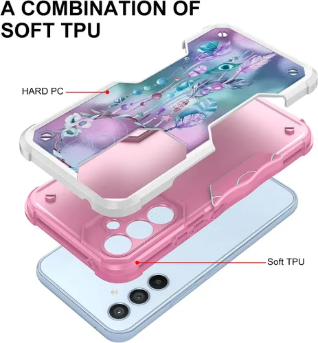 Vista 2 de Compatible con Samsung Galaxy S23, funda híbrida de doble capa con diseño gráfico resistente para Samsung Galaxy S23 (atrapasueños)