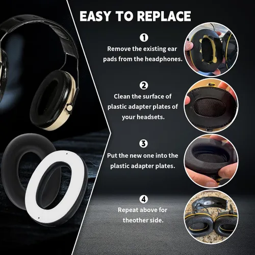 Vista 5 de Paquete de 2 almohadillas de espuma de repuesto para auriculares 3M Worktunes Connect, protectores auditivos, auriculares 90543 90541 101 - Suave