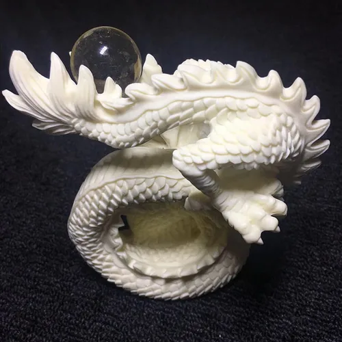 Vista 5 de Estatua de dragón chino de Feng Shui, dragón con escultura de estatua de cuentas para decoración de oficina en casa, colección de arte, elección