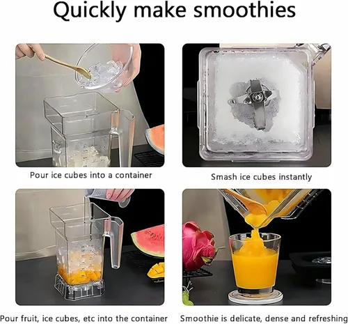 Vista 7 de Máquina comercial de granizado de hielo, mini máquina de jugo granizado de 2200 W con gran capacidad de 1.6 L y mango antideslizante, diseño sellado