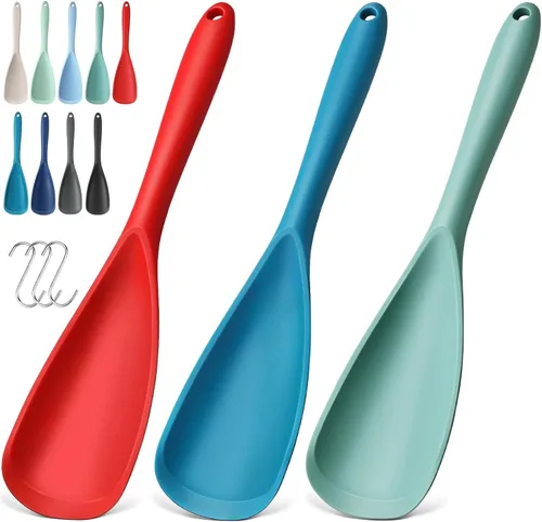 Vista 10 de Paquete de 2 espátulas de silicona para utensilios de cocina antiadherentes 2 paquete caqui