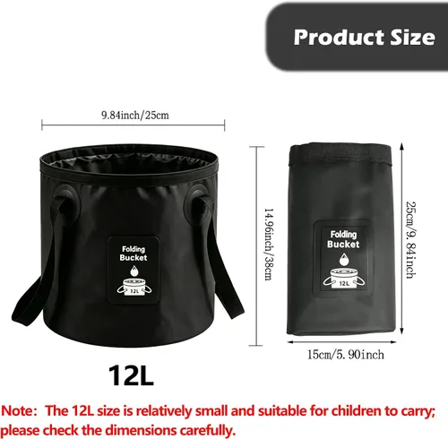 Vista 2 de Cubo plegable con asa, contenedor de agua plegable ligero, cubo plegable portátil para pesca, camping, senderismo, mochileros, supervivencia al aire