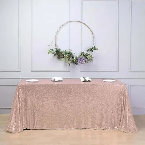 Vista 7 de Efavormart - Mantel redondo de lentejuelas brillantes de 120 pulgadas para banquetes de boda, fiesta, decoración del hogar