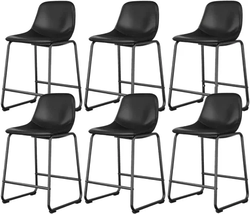 Vista 18 de Rfiver Taburetes de bar de cuero sintético PU Set de 2, Taburetes de pub industriales con respaldo y reposapiés, Sillas de bar modernas sin brazos