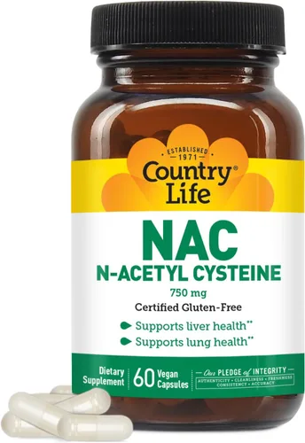 Vista 7 de Country Life N-acetil cisteína (NAC) 750 mg – Suplemento premium de apoyo hepático y salud pulmonar – Potente protección antioxidante