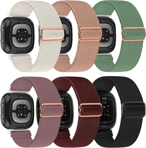 Vista 13 de Paquete de 6 bandas elásticas de nailon compatibles con Fitbit Versa 4 / Fitbit Sense 2 / Fitbit Versa 3 / Fitbit Sense, correas de repuesto
