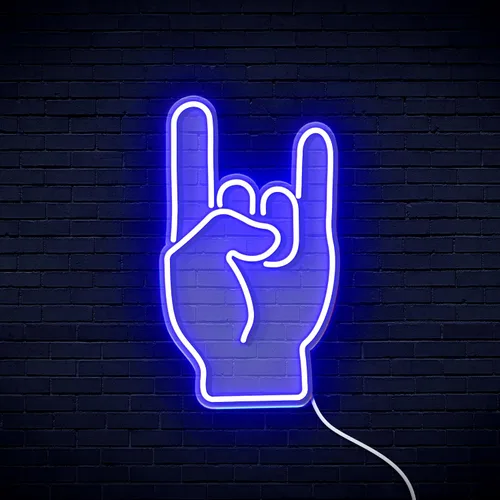 Vista 9 de AdvPro Rock On Hand Sign Flex Silicone LED Neon Sign - Azul - st16s32-fnu0067-b