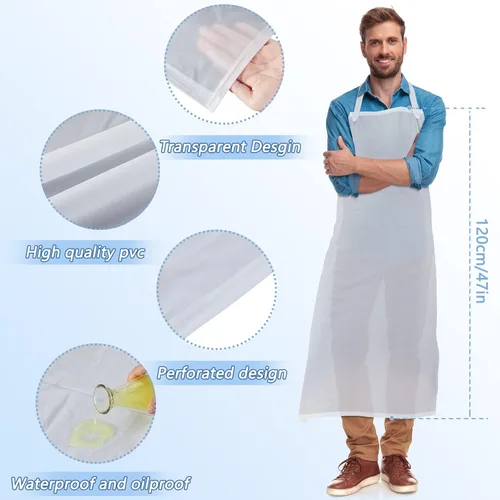 Vista 2 de Hercicy 20 delantales de plástico transparente impermeable de 47 pulgadas, unisex, transparente, resistente, para cocina, limpieza, lavavajillas