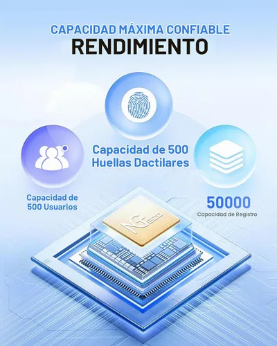 Vista 6 de NGTeco Reloj de tiempo independiente, perforadora biométrica para pequeñas Negro y plateado