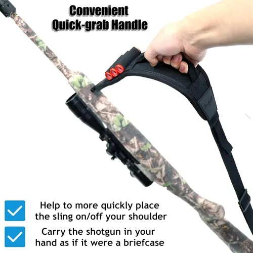 Vista 2 de HUNTPAL Two Point Shotgun Sling with Swivels and Quick-Grab Handle 3 Shotgun Shell Holders, Quick Adjustment Slider and Swivels, Neoprene Padded