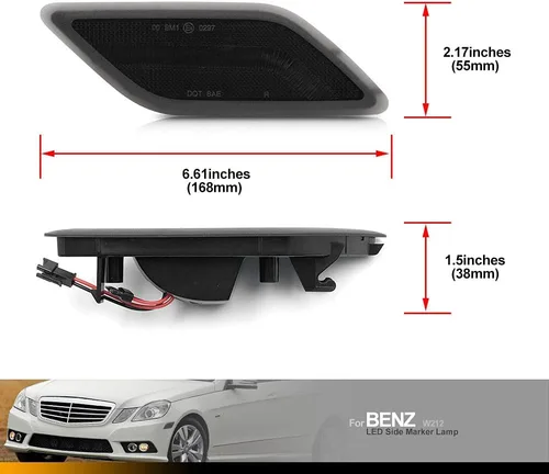 Vista 8 de Kits de luces indicadoras laterales LED con lentes ahumadas ámbar para Mercedes Benz W212 Clase E Pre-LCI E350 E550 E63 AMG 2010 2011 2012 2013