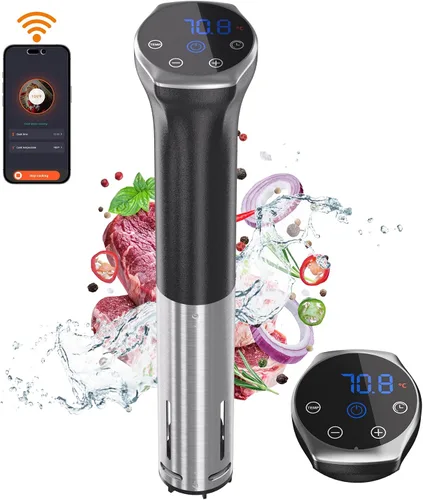 Vista 11 de Olla Sous Vide de 1100 W para carne perfecta y pollo tierno circulador de inmersión ultra silencioso con control táctil preciso y temporizador