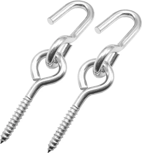Vista 8 de Bathonly Paquete de 2 ganchos resistentes para colgar, ganchos de hamaca, tornillos de perno de ojo, interior y exterior, capacidad de carga de 550