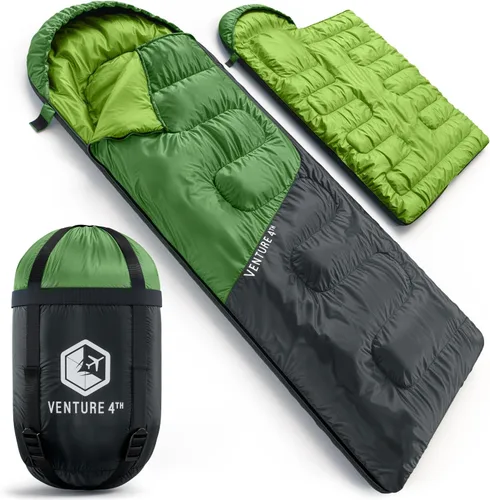 Vista 10 de VENTURE 4TH Saco de dormir para mochileros – XXL, tamaños dobles e individuales – Saco de dormir ligero para clima cálido y frío para adultos, niños