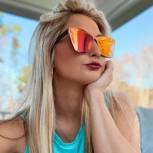 Vista 7 de DIFF Goldie Designer - Gafas de sol de gran tamaño sin marco para mujer, protección UV400, marcos de moda