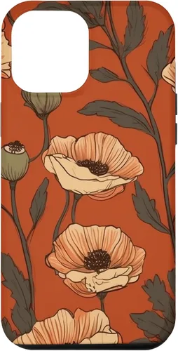 Vista 25 de iPhone 16 Floral Pattern Poppies Terracotta Poppy Flower Case
