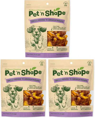 Vista 16 de Pet 'n Shape Sweet Potato Chews – Golosinas naturales de batata envuelta en pollo para perros - 42 onzas Pechuga de pollo premium, receta
