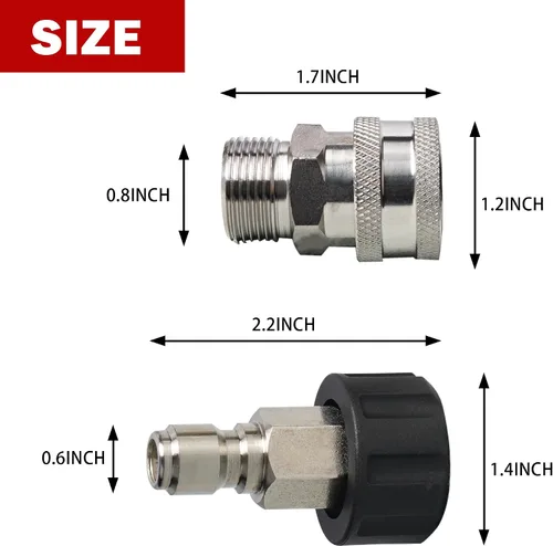 Vista 8 de LIULO TOOL - Juego de conexión rápida para lavadora a presión, kit de desconexión rápida de acero inoxidable, conector rápido rosca macho métrica