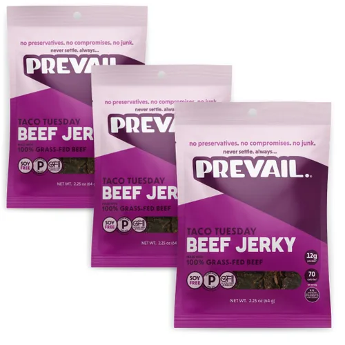 Vista 7 de Charqui de pavo de pastoreo, de PREVAIL - ¡Bajo en sodio y sin gluten! Paquete de (3) bolsas Nuestro charqui gourmet está certificado paleo