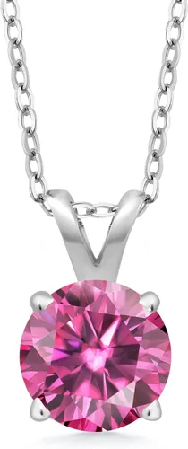 Vista 82 de Gem Stone King Collar con colgante solitario de plata de ley 925 de 0.236 in con piedra natal redonda Collar de 4 puntas para mujer Con cadena