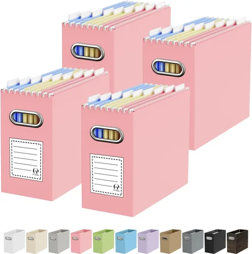 Vista 38 de Oterri Caja Organizadora de Archivos de Cartón para Carpetas Colgantes Tamaño Carta, Caja de Archivos para Escritorio de Computadora, Archivador
