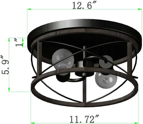 Vista 7 de Q&S Lámpara de techo de granja de montaje empotrado, ORB+bronce, iluminación de techo rústica vintage para pasillo, entrada, cocina, comedor