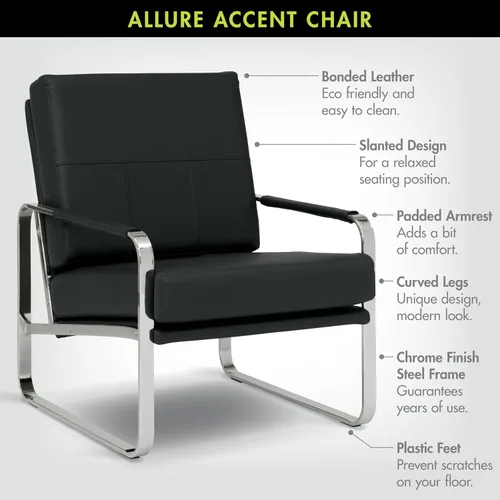 Vista 3 de Studio Designs Allure - Silla moderna con brazo decorativo con cojín de asiento grueso de 5 pulgadas y reposabrazos para el hogar u oficina, 27