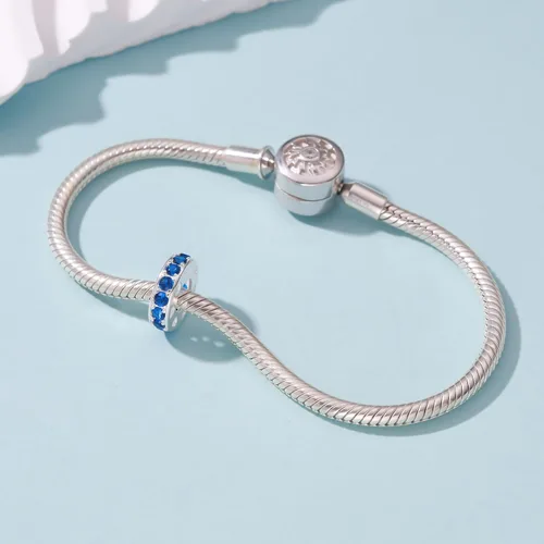 Vista 29 de 925 plata esterlina espaciador encanto grano con CZ transparente para pulseras Pandora Charms