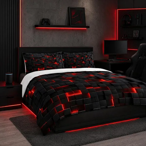 Vista 27 de Green Abstract Comforter Set Twin,Modern Grunge Bedding for Kids Boy Abstract 16