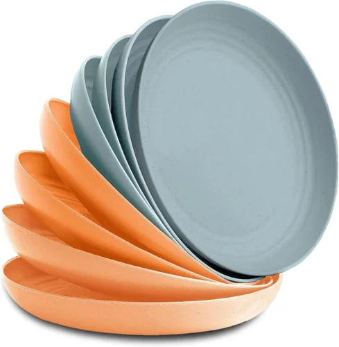 Vista 11 de Nook Theory Juego de 8 platos reutilizables de paja de trigo - Platos de cena no tóxicos y sin plástico para niños y adultos, plato ligero