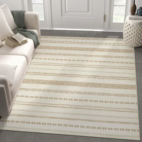 Vista 26 de jinchan - Tapete de pasillo marroquí de 2 x 6 pies con líneas, bohemio, lavable, para cocina, suave, geométrico, de lana sintética, antideslizante