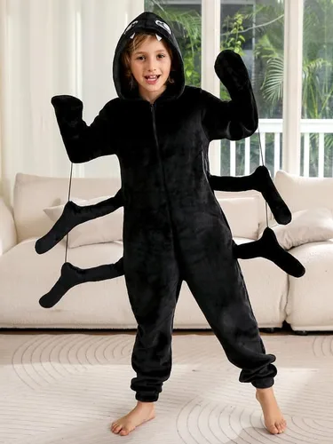 Vista 4 de Enterizo unisex de Halloween con capucha y cremallera, para niños de 4 a 12 años