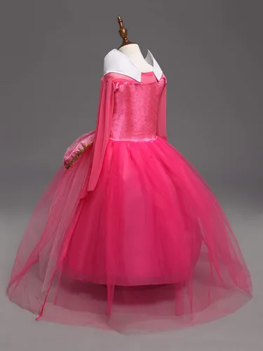 Vista 5 de DH Sleeping Beauty - Vestido de fiesta de princesa para niñas con accesorios de cosplay, rosa, 3-4 años