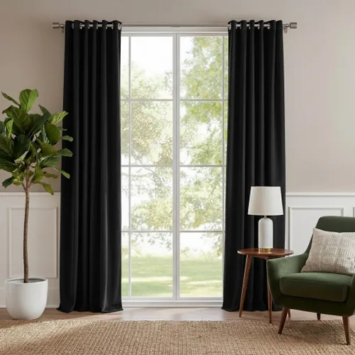 Vista 19 de RYB HOME Cortinas de terciopelo 100% opacas para sala de estar, cortinas de guardería con bloqueo de luz, 2 paneles, cortinas de ventana con Beige