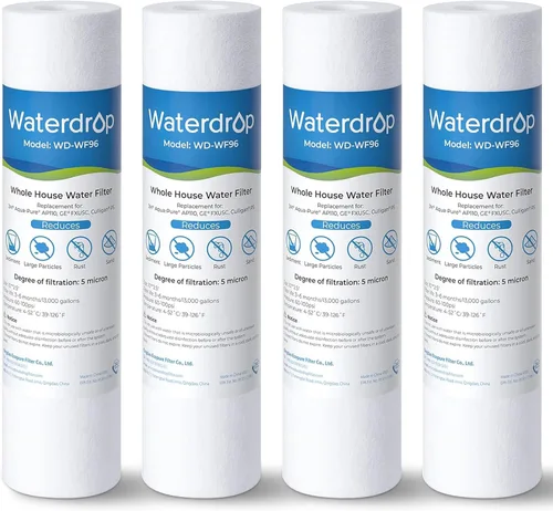 Vista 10 de Waterdrop Cartucho de filtro de agua de carbón CTO para toda la casa de 2.5" x 10", filtro de agua de sedimento de carbón de 1 micrón, repuesto