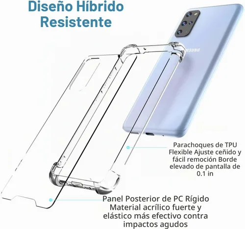 Vista 5 de KIOMY Funda transparente para Samsung Galaxy S20 Plus 5G Hybrid Hard PC Back con TPU suave parachoques [protección contra caídas de grado militar] a