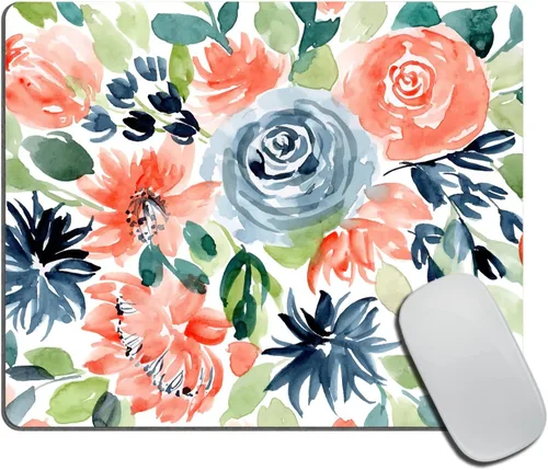 Vista 22 de Alfombrilla de mouse con flores rosas y verdes, accesorios de escritorio, floral, rosas, hogar, oficina, rectangular, alfombrilla de mouse de flores