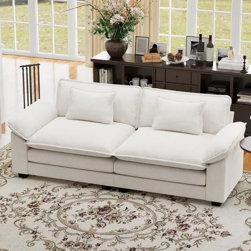 Vista 29 de Sofá modular de gran tamaño de 154 pulgadas, cómodo sofá en forma de U con 3 otomanas móviles, sofá moderno de felpilla de 7 plazas para sala