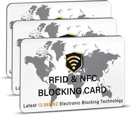 Vista 50 de SaiTech IT Paquete de 5 Tarjetas de Bloqueo RFID, Una Tarjeta Protege Toda la Billetera y Cartera, Protector de Tarjetas de Débito y Crédito