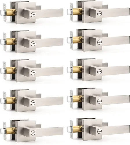 Vista 30 de Gobrico 1 paquete de manijas cuadradas de privacidad para puerta en acabado negro mate, manijas interiores sin llave, reversibles para puertas