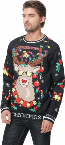 Vista 6 de Colorful House Suéter feo de Navidad, unisex, estampado, sudadera con impresión digital 3D