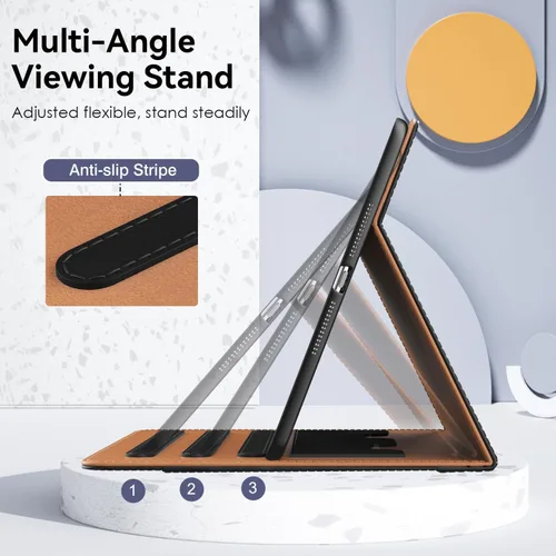 Vista 4 de OKP Funda para iPad de 9ª generación 2021/8ª generación 2020/7ª generación 2019 de 10.2 pulgadas, funda con visión multiángulo, cuero PU con soporte