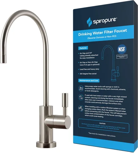 Vista 9 de SpiroPure Grifo RO de aire sin plomo certificado NSF, oro cepillado/bronce/latón, grifo de filtro de agua de reemplazo de ósmosis inversa, grifo