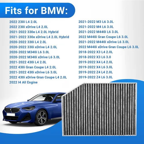 Vista 3 de Filtro de aire de cabina para BMW X3 X4 IX3 Z4 330i 330e 430i M340i M440i M440i Z4 Toyota GR Supra reemplaza CAF15031 64119382886 64119382885 8