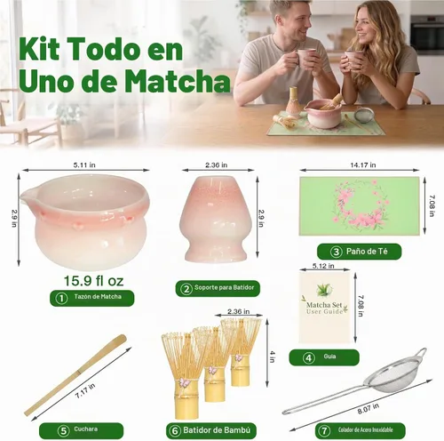Vista 4 de Matcha Whisk Set With Bowl: 3 Replacement Bamboo Whisks Pink