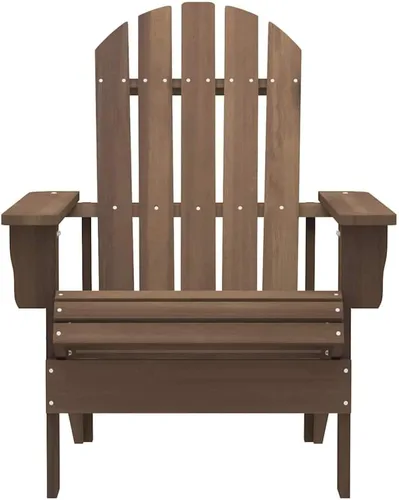Vista 3 de Garden Adirondack Chair, Brown Solid Fir Wood, 27.4x34.1x35.2 in, Ergonomic Outdoor Patio Furniture Set with Matching Table, Varnished