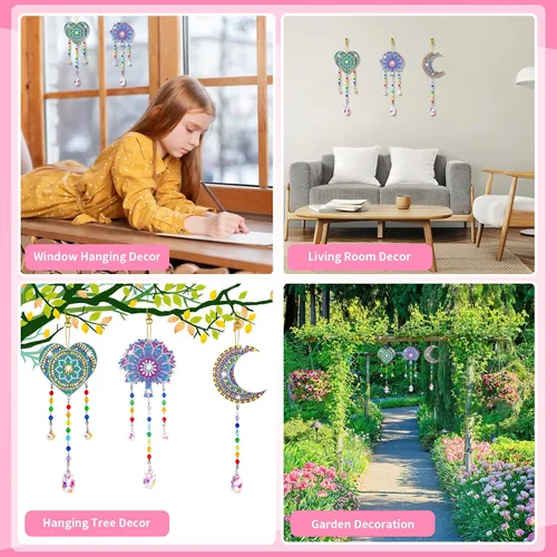 Vista 4 de Regalo para niñas de 6-7-8-9-10 años Niñas mayores: Artes y manualidades para niños de 6-8-10-12 años, kit de campanillas de viento de arte